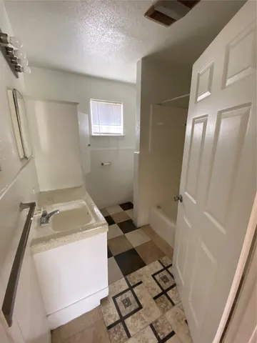 a bathroom with a sink and a shower