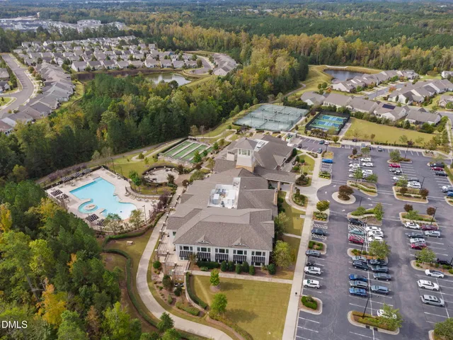 an aerial view of a wooden chairs