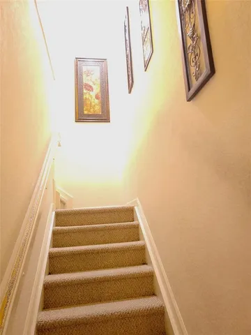 a view of a garage with painted walls