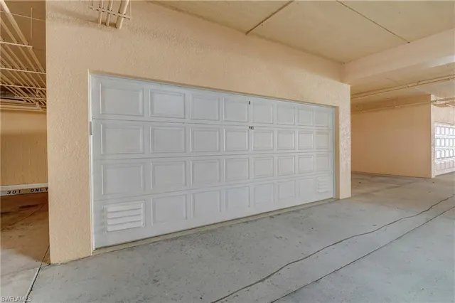 an empty room with cabinet