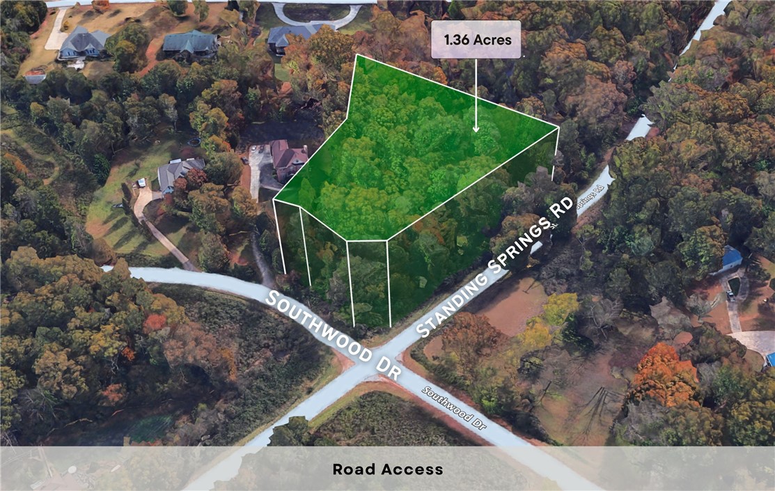 0 Standing Springs Road Greenville, SC 29605 - Photo 15 of 25 This aerial view showcases a desirable lot with convenient road access, perfect for your future home.