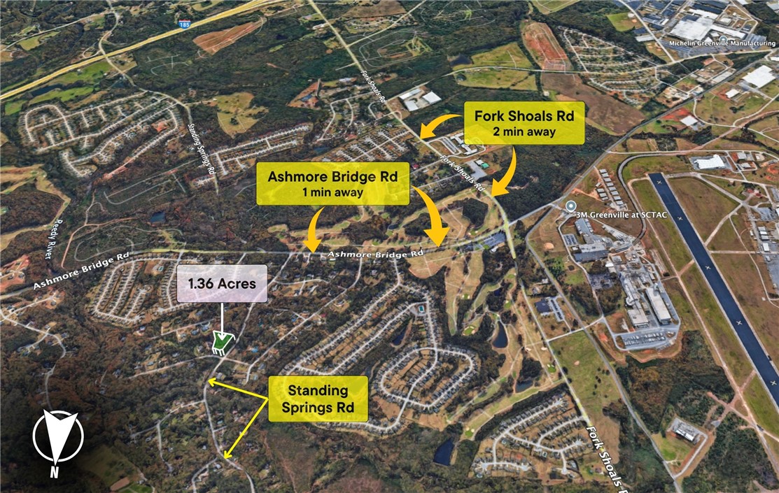 0 Standing Springs Road Greenville, SC 29605 - Photo 21 of 25 This aerial view showcases a desirable lot with convenient access to major roads.