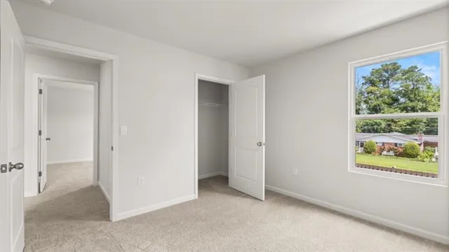 an empty room with windows