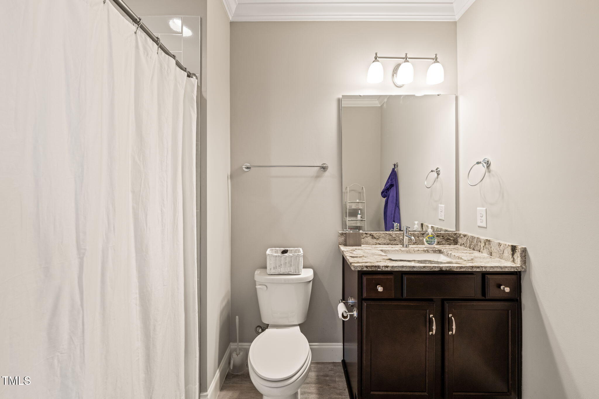 1301 Mackinaw Drive Wake Forest, NC 27587 - Photo 39 of 55 a bathroom with a toilet sink and mirror