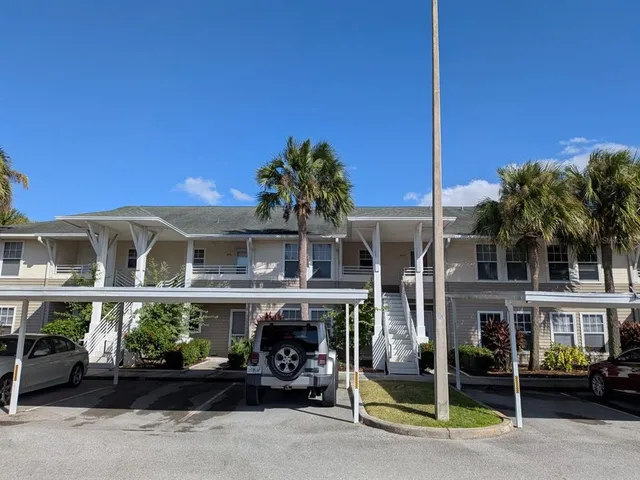 a front view of a building with porch