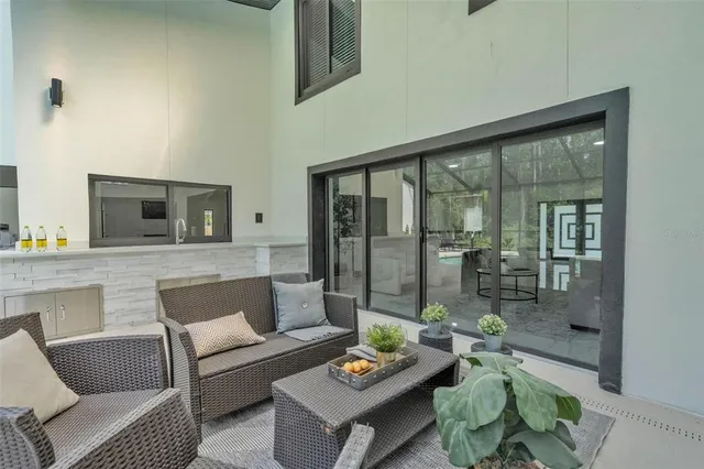 a outdoor living space with furniture