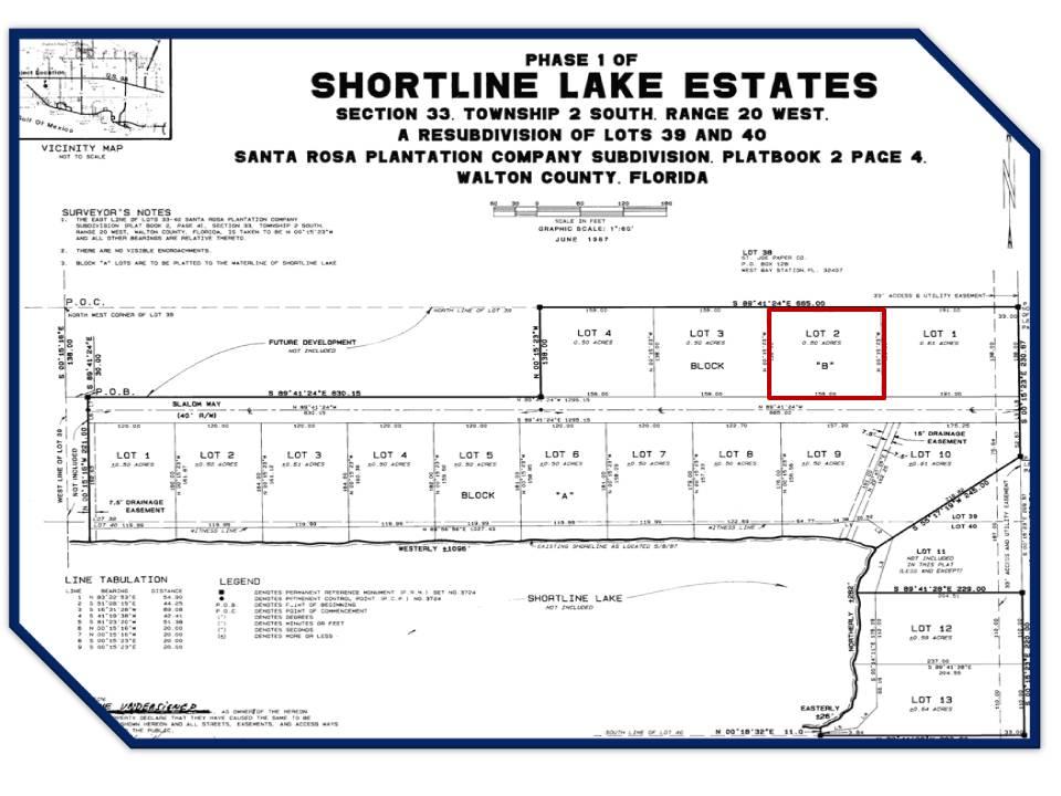 Lot 2 Slalom Way Santa Rosa Beach, FL 32459 - Photo 6 of 6 Site Survey Lot 2 Shortline Lake Estates