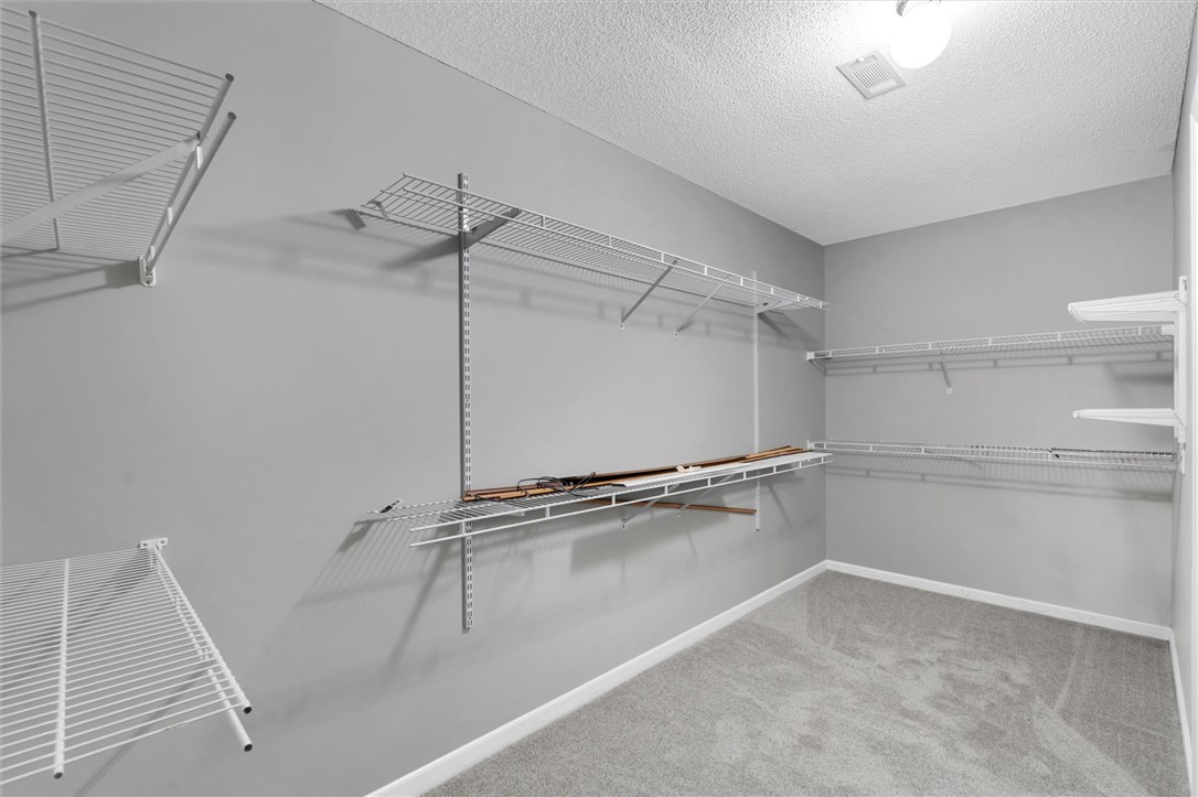 519 Hillandale Road Liberty, SC 29657 - Photo 19 of 24 Adjustable wire shelving lines this walk-in closet featuring carpeted flooring and high baseboards.