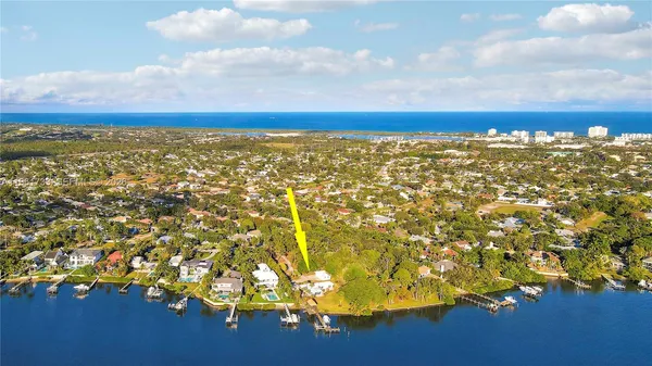a view of a lake with a city view