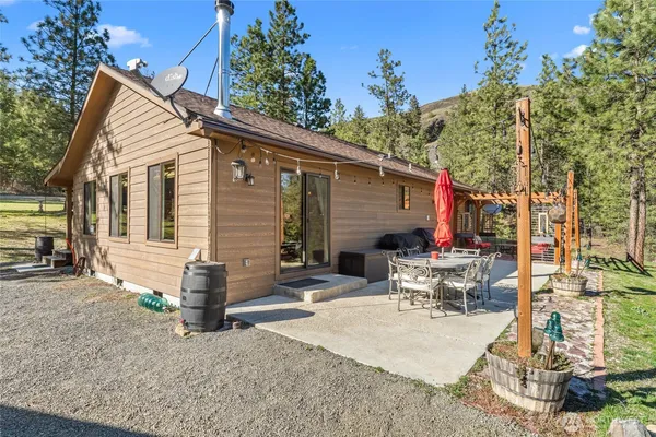 a view of a house with a patio