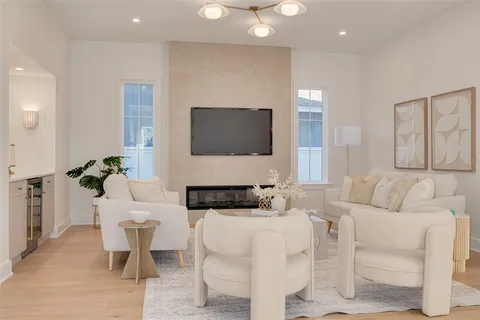 a bed room with a bed and a large window