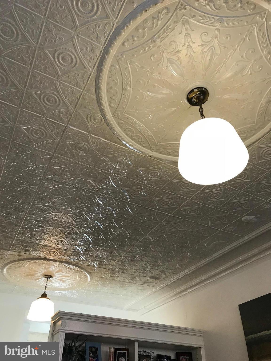 617 South Paca Street Baltimore, MD 21230 - Photo 5 of 25 Lower Unit - Tin Ceiling with Intricate Detailing