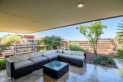 a outdoor living space with patio furniture