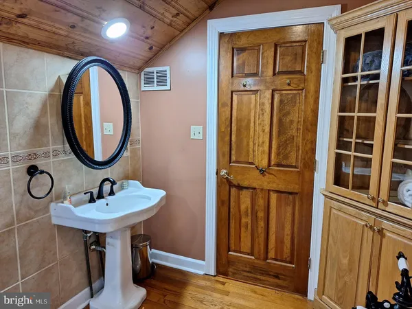 a view of a door with wooden door