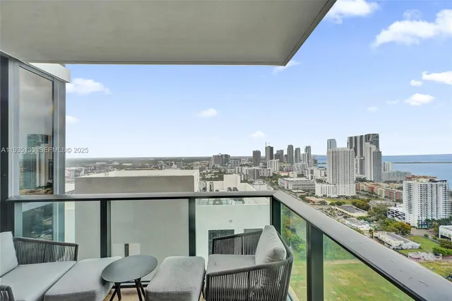 a view of a city from a balcony