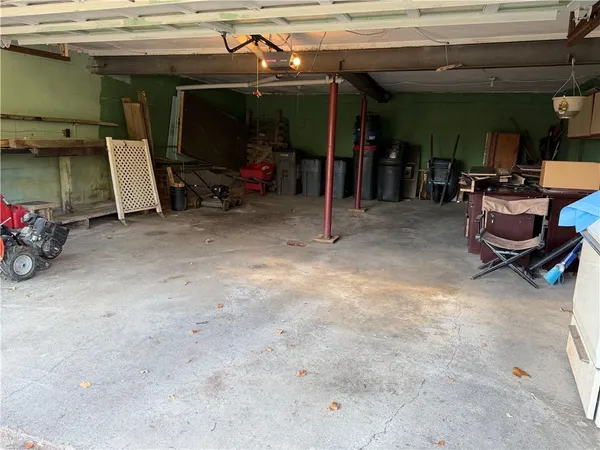 a view of a garage with furniture