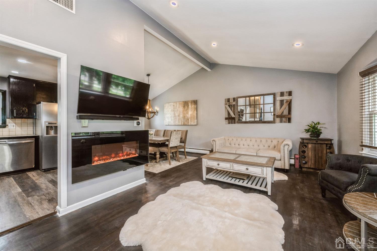 Living Room with electric fireplace