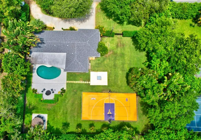 an aerial view of a house