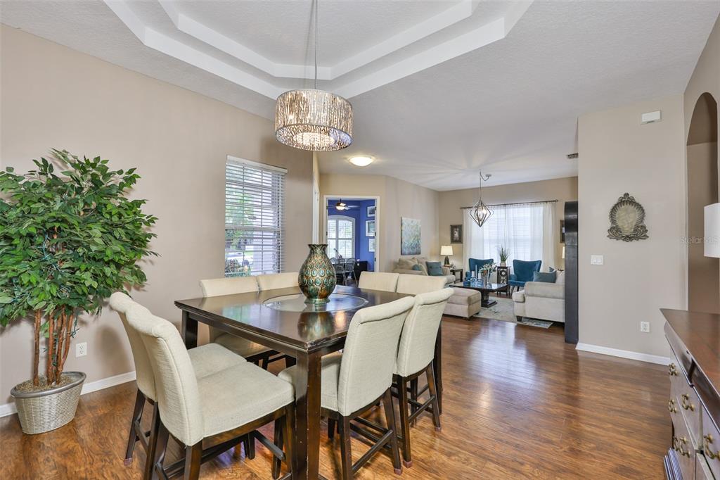 1204 Facet View Way Valrico, FL 33594 - Photo 11 of 59 a view of a dining room with furniture a chandelier and wooden floor