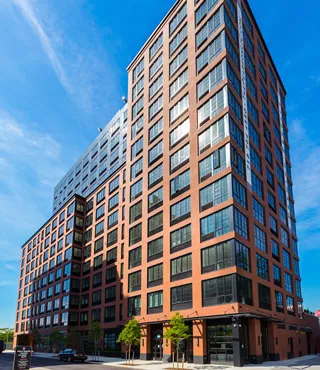 a front view of a building