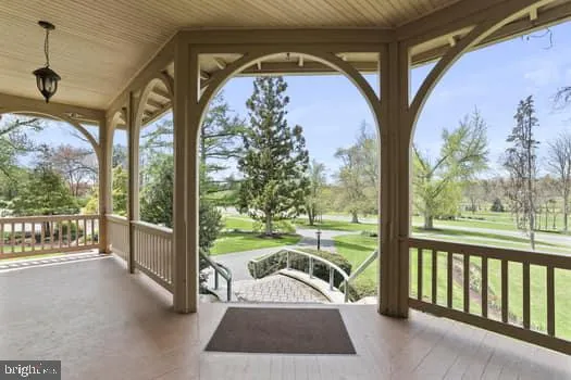 a view of an buildings with wooden floor