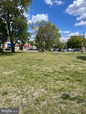 a view of a field with an trees