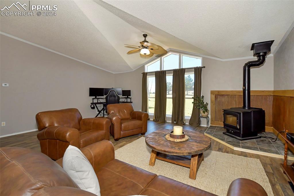 3975 Feather Ridge Drive Peyton, CO 80831 - Photo 17 of 36 a living room with furniture and a flat screen tv