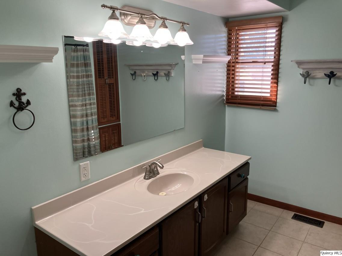 328 North Illinois Street Camp Point, IL 62320 - Photo 6 of 22 a bathroom with a sink vanity and a mirror