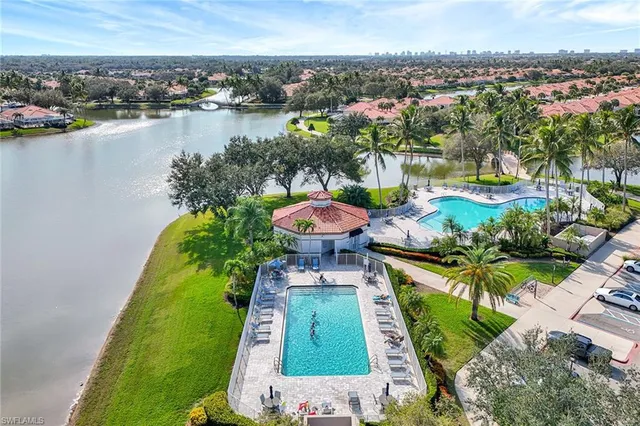 an aerial view of a house with outdoor space