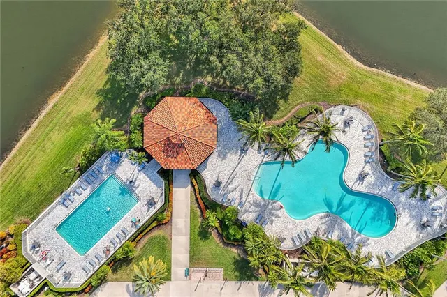 an aerial view of a house having outdoor space