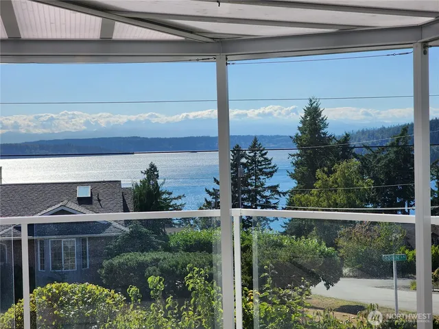 a view of a porch with a yard