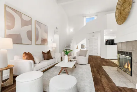a view of kitchen with livingroom and furniture