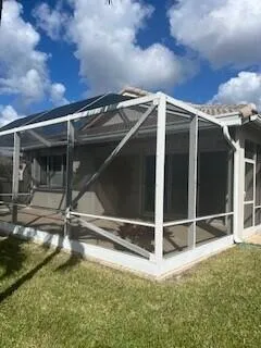 a view of a lake from a yard