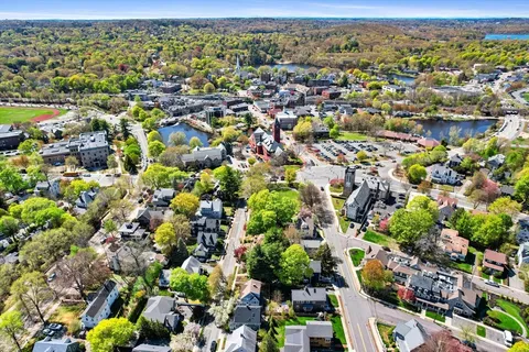 an aerial view of a city