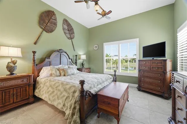 a bedroom with a bed dresser and a flat tv screen