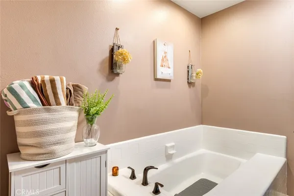 a bathroom with a bathtub