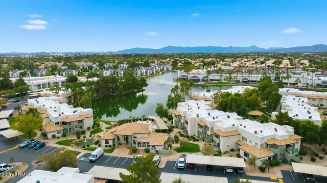 a bird view of building and yard