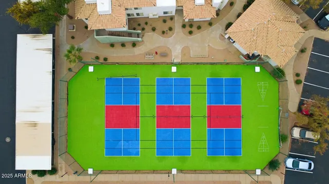 an aerial view of a house