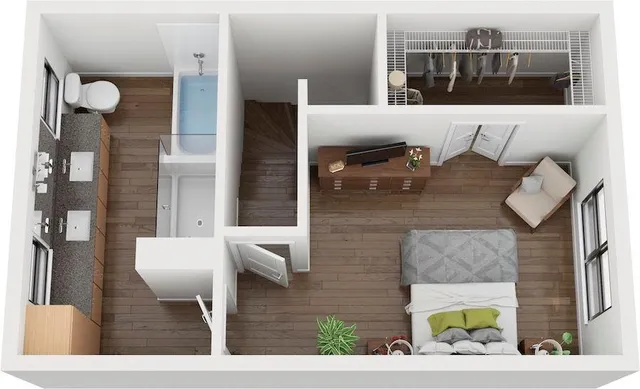 a view of living room filled with furniture