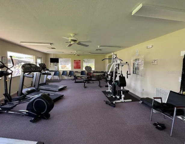 a view of a room with gym equipment