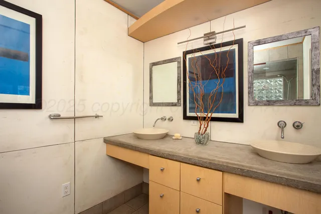 a view of a wooden floor in a bathroom