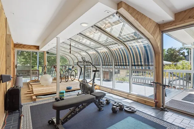 a view of a room with gym equipment