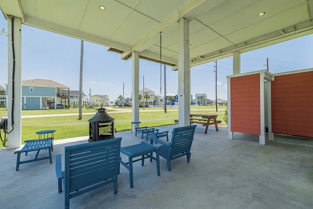 a outdoor living space with furniture