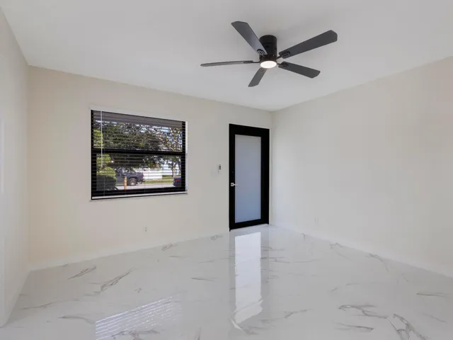 a building with a ceiling fan