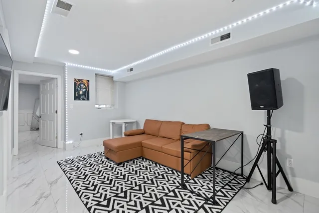 a bedroom with furniture