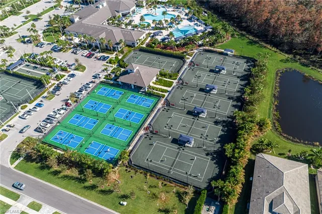 an aerial view of a house a garden