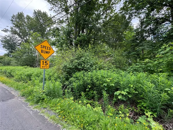 a sign that is sitting in front of a tree