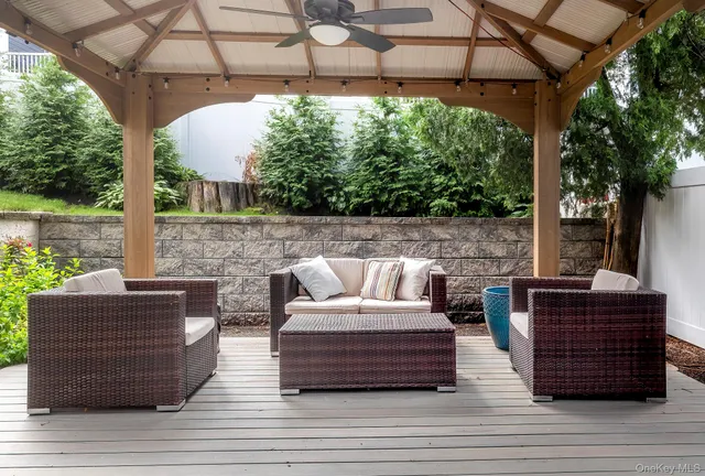 a aerial view of a house with a yard