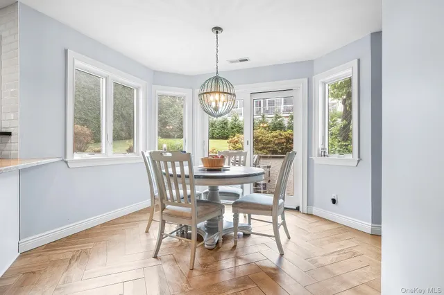 a view of a dining room and livingroom view