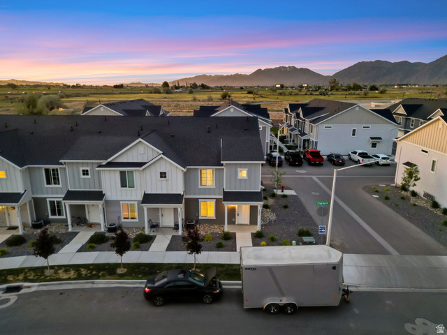 Modern townhome community featuring contemporary gray and white exteriors